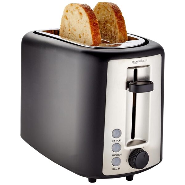 Amazon Basics 2 Slice Toaster, With 6 Browning Settings, Extra Wide Slots For Bagels and Special Breads, Removable Easy-to-Clean Crumb Tray, Cancel/Defrost/Bagel Buttons, 900W,...