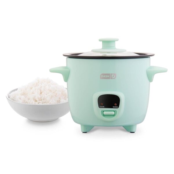 DASH Mini Rice Cooker Steamer with Removable Nonstick Pot, Keep Warm Function & Recipe Guide, .5 Quart, for Soups, Stews, Grains & Oatmeal - Aqua