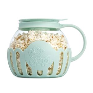Ecolution Patented Micro-Pop Microwave Popcorn Popper with Temperature Safe Glass, 3-in-1 Lid Measures Kernels and Melts Butter, Made Without BPA, Dishwasher Safe, 3-Quart, Aqua Ecolution Patented Micro-Pop Microwave Popcorn Popper with Temperature Safe Glass, 3-in-1 Lid Measures Kernels and Melts Butter, Made Without BPA, Dishwasher Safe, 3-Quart, Aqua