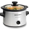 Elite Gourmet MST-250XS Electric Slow Cooker Ceramic Pot, Adjustable Temp, Entrees, Sauces, Stews & Dips, Dishwasher Safe Glass Lid & Crock, 1.5 Quart, Stainless Steel
