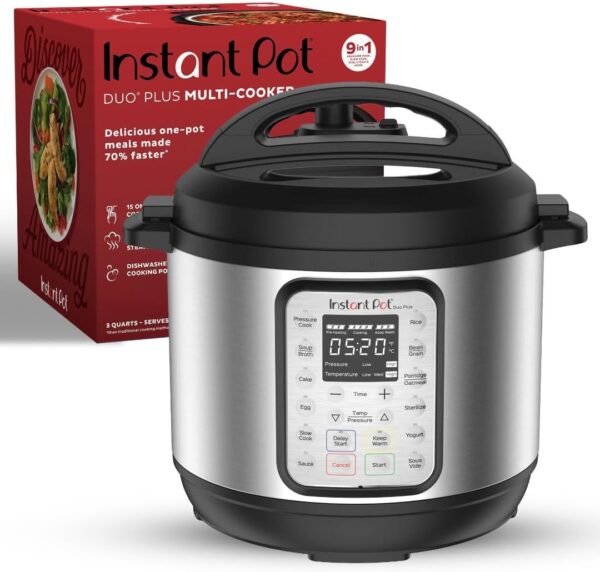 Instant Pot Duo Plus 9-in-1 Electric Pressure Cooker, Slow Cooker, Rice Cooker, Steamer, Sauté, Yogurt Maker, Warmer & Sterilizer, Includes App With Over 800 Recipes, Stainless...