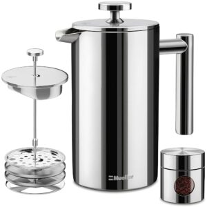 Mueller French Press Coffee Maker 34oz, Stainless Steel French Press Coffee, 4 Filter Heat Resistant Double Insulated, Rust-Free, Food Grade, Dishwasher Safe Coffee Pot Mueller French Press Coffee Maker 34oz, Stainless Steel French Press Coffee, 4 Filter Heat Resistant Double Insulated, Rust-Free, Food Grade, Dishwasher Safe Coffee Pot