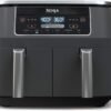 Ninja DZ201 Foodi 8 Quart 6-in-1 DualZone 2-Basket Air Fryer with 2 Independent Frying Baskets, Match Cook & Smart Finish to Roast, Broil, Dehydrate & More for Quick, Easy...