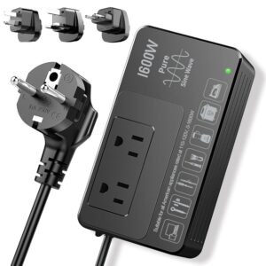 1600W Voltage Converter 220V to 110V – Power American Appliances Overseas, Pure Sine Wave, Plug & Play, No Limitations, Surge Protection – High Power Step Down Transformer US to... 1600W Voltage Converter 220V to 110V – Power American Appliances Overseas, Pure Sine Wave, Plug & Play, No Limitations, Surge Protection – High Power Step Down Transformer US to...
