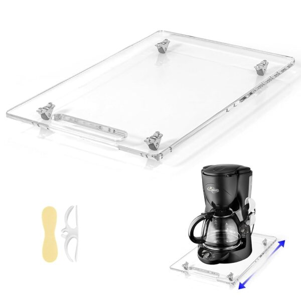 Acrylic Appliance Slider with Rubber Wheels, Sliding Tray for Heavy Kitchen Appliances, Coffee Maker Slider Tray for Counter, Countertop Moving Tray Accessories for Kitchen -... Acrylic Appliance Slider with Rubber Wheels, Sliding Tray for Heavy Kitchen Appliances, Coffee Maker Slider Tray for Counter, Countertop Moving Tray Accessories for Kitchen -...