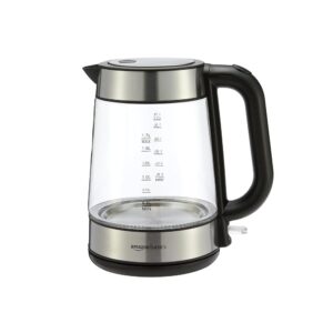 Amazon Basics 1.8-Qt (1.7L) Electric Kettle, Electric Tea Kettle & Water Boiler, With Auto Shut-Off, Boil Dry Protection, High-Safety Strix Thermostat, BPA-Free, 1500W, Glass...