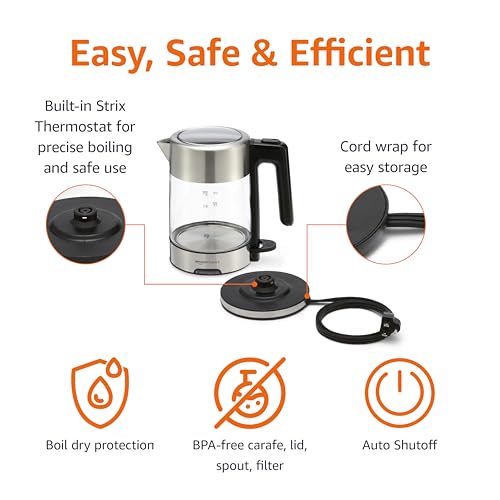 Amazon Basics Electric Kettle review rapid heating safety features and design F-625C