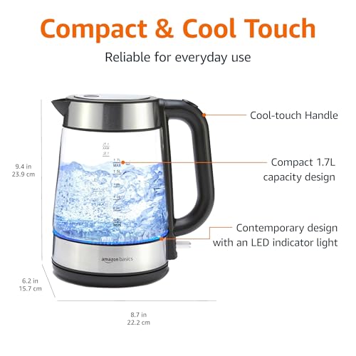 Amazon Basics Electric Kettle review rapid heating safety features and design F-625C