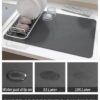 AMOAMI Dish Drying Mat Review Super Absorbent Coffee Bar Accessory Dark Grey