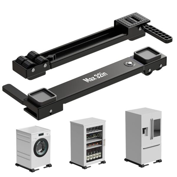 Appliance Rollers Heavy Duty,Newest Extendable Appliance Sliders,Liftable Washing Machine Base,Easily Move Washer and Dryer Machines,Refrigerators,Furniture-Black