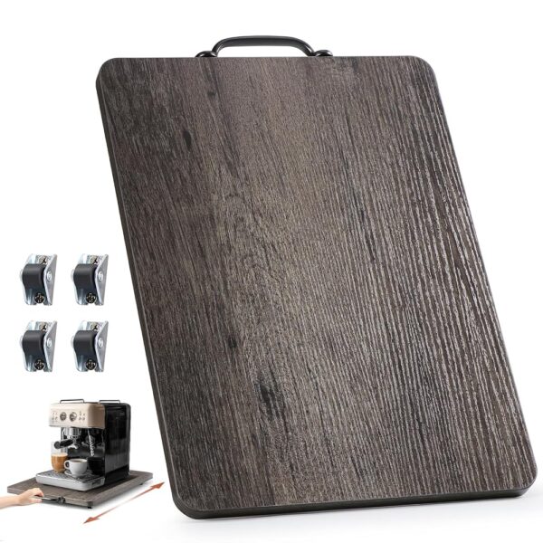 Appliance Slider, Sliding Tray for Coffee Maker, Coffee Pot Slider for Countertop, Kitchen Appliance Rolling Tray with Rubber Wheels,Large - Long, Deep Gray (12.5” x 16”)