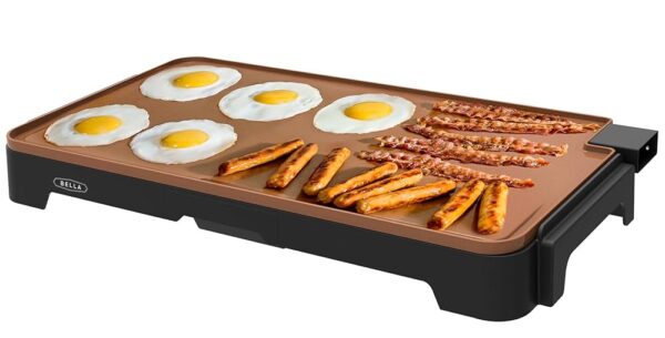 BELLA XL Electric Ceramic Titanium Griddle, Make 15 Eggs At Once, Healthy-Eco Non-stick Coating, Hassle-Free Clean Up, Large Submersible Cooking Surface, 12" x 22", Copper/Black BELLA XL Electric Ceramic Titanium Griddle, Make 15 Eggs At Once, Healthy-Eco Non-stick Coating, Hassle-Free Clean Up, Large Submersible Cooking Surface, 12" x 22", Copper/Black