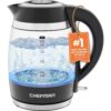 Chefman Electric Kettle, 1.8L 1500W, Hot Water Boiler, Removable Lid for Easy Cleaning, Auto Shut Off, Boil-Dry Protection, Stainless Steel Filter, BPA Free, Borosilicate Glass...