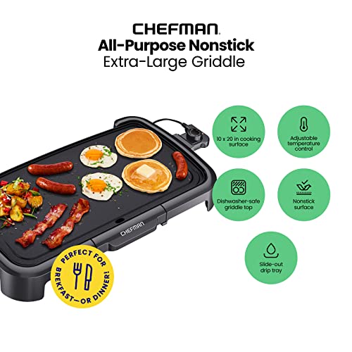 Chefman XL Electric Griddle Review best large nonstick indoor grill for versatile cooking