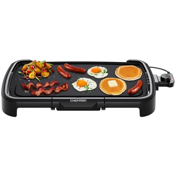 Chefman XL Electric Griddle with Removable Temperature Control, Immersible Flat Top Grill, Burger, Eggs, Pancake Griddle, Nonstick Extra Large Cooking Surface, Slide Out Drip...
