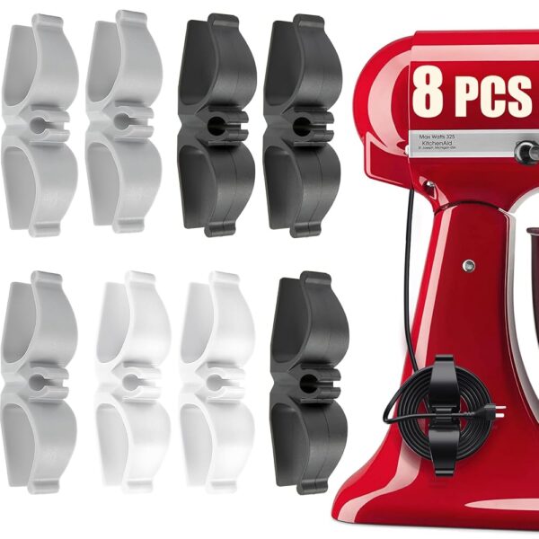 Cord Organizer for Appliances, 8 Pack Upgraded Kitchen Appliance Cord Organizer Stick On Appliance Wire Organizer Wire Wrapper for Kitchen Appliances Mixers, Coffee Maker,...