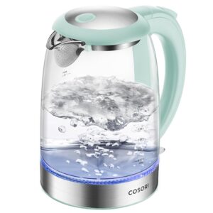 Cosori Electric Kettle, No Plastic Filter & Spout, Stainless Steel Inner Lid, Tea Kettle & Hot Water Boiler For Coffee & Tea, Water Heater & Teapot, Automatic Shut Off, Green,...