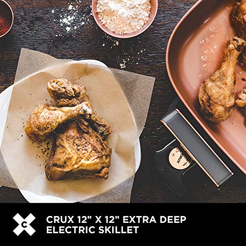 CRUX Electric Skillet Review Deep Nonstick Copper Ceramic Pan with Temperature Probe CRUX Electric Skillet Review Deep Nonstick Copper Ceramic Pan with Temperature Probe