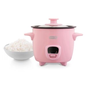 DASH Mini Rice Cooker Steamer with Removable Nonstick Pot, Keep Warm Function & Recipe Guide, Half Quart, for Soups, Stews, Grains & Oatmeal - Pink