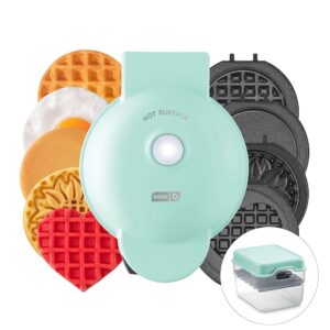 DASH Multimaker Mini System - Waffle Maker with Six 4” Removable Plates & Storage Case: Waffle Iron & Griddle, 4-in-1 Mini Waffle Maker for Kids and Families – Nonstick Surface,...