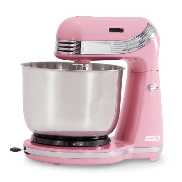 Dash Stand Mixer (Electric Mixer for Everyday Use): 6 Speed Stand Mixer with 3 Quart Stainless Steel Mixing Bowl, Dough Hooks & Mixer Beaters for Dressings, Frosting, Meringues...