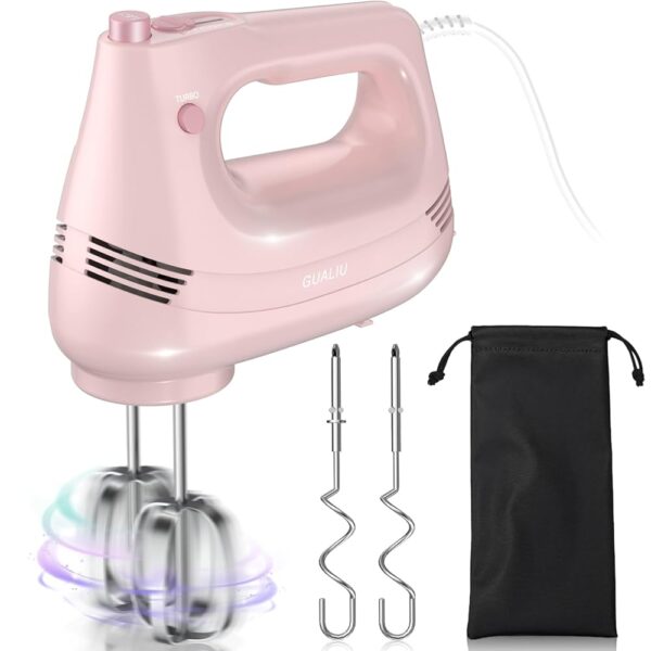 Electric Hand Mixer with Stainless Steel Whisk, Dough Hook Attachment and Storage Bag, Handheld Mixer for Baking Cakes, Eggs, Cream Food Mixers. Turbo Boost /5 Speed Kitchen... Electric Hand Mixer with Stainless Steel Whisk, Dough Hook Attachment and Storage Bag, Handheld Mixer for Baking Cakes, Eggs, Cream Food Mixers. Turbo Boost /5 Speed Kitchen...