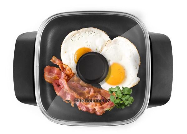 Elite Gourmet EG808 8” x 8" Non-stick Electric Skillet, Dishwasher Safe with Tempered Glass Vented Lid, Rapid Heat Up, 600W, Black Elite Gourmet EG808 8” x 8" Non-stick Electric Skillet, Dishwasher Safe with Tempered Glass Vented Lid, Rapid Heat Up, 600W, Black