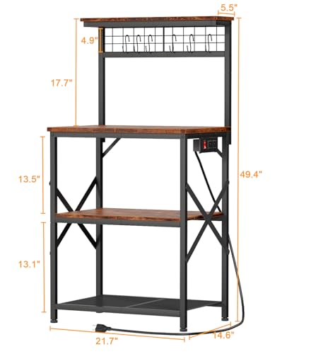 Furologee Kitchen Bakers Rack Review 4 Tier Storage with Power Outlets and Hooks