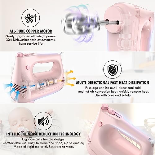 GUALIU Hand Mixer CX-6679 Review Best Electric Pink Kitchen Mixer with Turbo Boost GUALIU Hand Mixer CX-6679 Review Best Electric Pink Kitchen Mixer with Turbo Boost