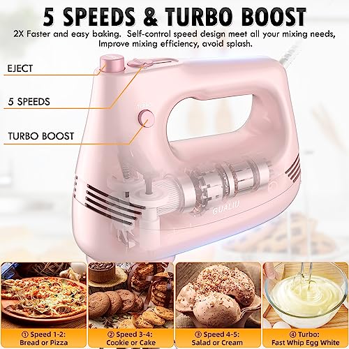 GUALIU Hand Mixer CX-6679 Review Best Electric Pink Kitchen Mixer with Turbo Boost GUALIU Hand Mixer CX-6679 Review Best Electric Pink Kitchen Mixer with Turbo Boost