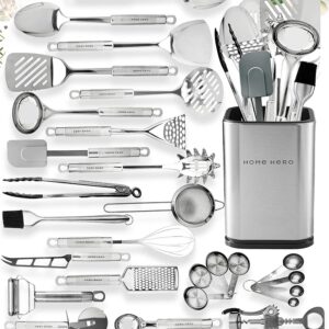 Home Hero 54 Pcs Stainless Steel Kitchen Utensils Set - Nonstick Stainless Steel Cooking Utensils Set - Heat Resistant Kitchen Essentials & Metal Kitchen Gadgets (54 Pcs) Home Hero 54 Pcs Stainless Steel Kitchen Utensils Set - Nonstick Stainless Steel Cooking Utensils Set - Heat Resistant Kitchen Essentials & Metal Kitchen Gadgets (54 Pcs)