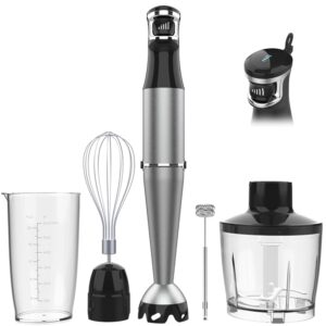 Immersion Blender Handheld Corded Hand Blenders Set 1100W, Trigger Variable Speed 5 in 1 Stick Emulsifier with Chopper, Whisk and Frother for Soup, Baby Food and Smoothies