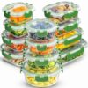 JoyJolt JoyFul 24pc Borosilicate Glass Storage Containers with Lids. 12 Airtight, Freezer Safe Food Storage Containers, Pantry Kitchen Storage Containers, Glass Meal Prep...
