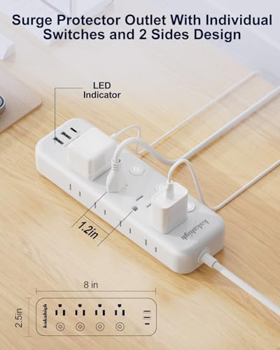 Kakahigh Appliance Extension Cord Review Heavy Duty Power Strip with USB Ports and Switches