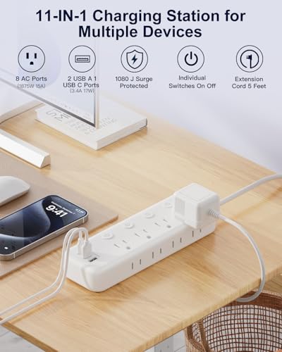 Kakahigh Appliance Extension Cord Review Heavy Duty Power Strip with USB Ports and Switches