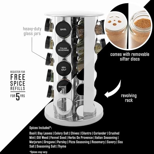 Kamenstein Stainless Steel Spice Rack Review with 20 Jars and Free Refills