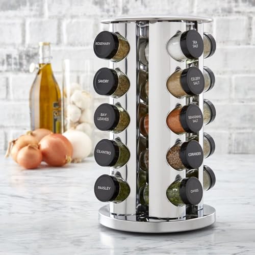Kamenstein Stainless Steel Spice Rack Review with 20 Jars and Free Refills
