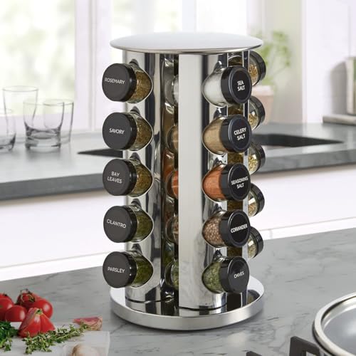 Kamenstein Stainless Steel Spice Rack Review with 20 Jars and Free Refills