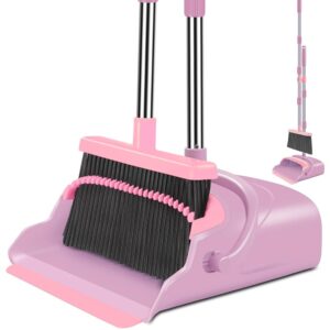 kelamayi Broom and Dustpan Set for Home, Office, Indoor&Outdoor Sweeping, Stand Up Broom and Dustpan (Pink) kelamayi Broom and Dustpan Set for Home, Office, Indoor&Outdoor Sweeping, Stand Up Broom and Dustpan (Pink)