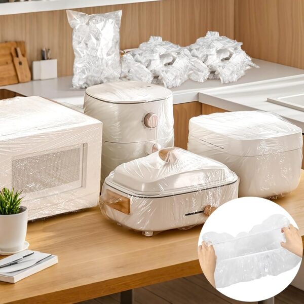 Kitchen Appliance Covers - 60 Pcs Dust Covers For Kitchen Appliances Clear Disposable Thickened Dust Cover With Elastic For Household Air Fryer Oven Rice Cookers Fan And Storage...