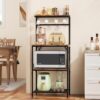 Kitchen Bakers Rack with Storage Shelves, Small Coffee Bar Table with 8 Hooks, 4 Tiers Microwave Stand Station with Adjustable Shelves, Freestanding Kitchen Appliance Organizer,... Kitchen Bakers Rack with Storage Shelves, Small Coffee Bar Table with 8 Hooks, 4 Tiers Microwave Stand Station with Adjustable Shelves, Freestanding Kitchen Appliance Organizer,...