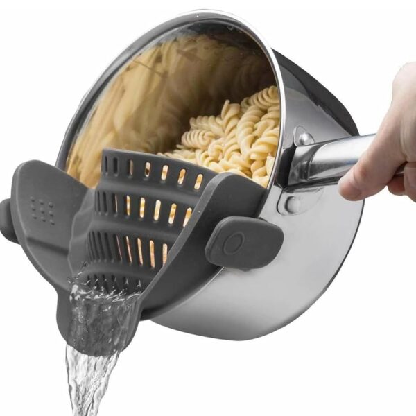 Kitchen Gizmo Snap N' Strain - Silicone Pasta Strainer Clip-On for Pots and Pans - Heat Resistant Colander for Vegetables and Noodles - Kitchen Gadgets for Cooking -...
