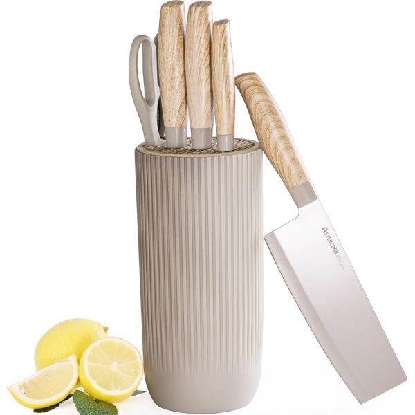Knife Set, Astercook 6 Piece Khaki Kitchen Knife Set, Non-stick Stainless Steel Knife Block Set, Anti-Rust Dishwasher Safe Knife Set with Block Knife Set, Astercook 6 Piece Khaki Kitchen Knife Set, Non-stick Stainless Steel Knife Block Set, Anti-Rust Dishwasher Safe Knife Set with Block