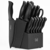 Knife Set, HUNTER.DUAL 15 Pcs Kitchen Knife Set with Block Self Sharpening, Dishwasher Safe, Anti-slip Handle, Black Knife Set, HUNTER.DUAL 15 Pcs Kitchen Knife Set with Block Self Sharpening, Dishwasher Safe, Anti-slip Handle, Black