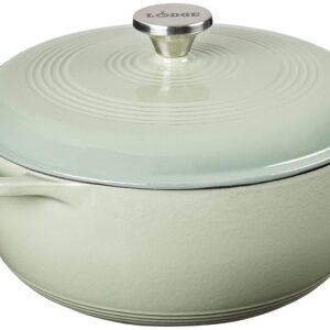 Lodge 6 Quart Enameled Cast Iron Dutch Oven with Lid – Dual Handles – Oven Safe up to 500° F or on Stovetop - Use to Marinate, Cook, Bake, Refrigerate and Serve – Desert Sage Lodge 6 Quart Enameled Cast Iron Dutch Oven with Lid – Dual Handles – Oven Safe up to 500° F or on Stovetop - Use to Marinate, Cook, Bake, Refrigerate and Serve – Desert Sage