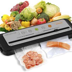 MEGAWISE 2025 Powerful Vacuum Sealer Machine | Compact Design | One-Touch Automatic | Seal in 10-20 Seconds | Dry, Moist, Wet, and Cold Modes | With 10 Vacuum Bags & Built-in...