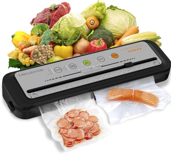 MEGAWISE 2025 Powerful Vacuum Sealer Machine | Compact Design | One-Touch Automatic | Seal in 10-20 Seconds | Dry, Moist, Wet, and Cold Modes | With 10 Vacuum Bags & Built-in... MEGAWISE 2025 Powerful Vacuum Sealer Machine | Compact Design | One-Touch Automatic | Seal in 10-20 Seconds | Dry, Moist, Wet, and Cold Modes | With 10 Vacuum Bags & Built-in...