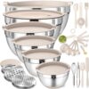 Mixing Bowls with Airtight Lids Set, 26PCS Stainless Steel Khaki Bowls with Grater Attachments, Non-Slip Bottoms & Kitchen Gadgets Set, Size 7, 4, 2.5, 2.0,1.5, 1QT, Great for... Mixing Bowls with Airtight Lids Set, 26PCS Stainless Steel Khaki Bowls with Grater Attachments, Non-Slip Bottoms & Kitchen Gadgets Set, Size 7, 4, 2.5, 2.0,1.5, 1QT, Great for...