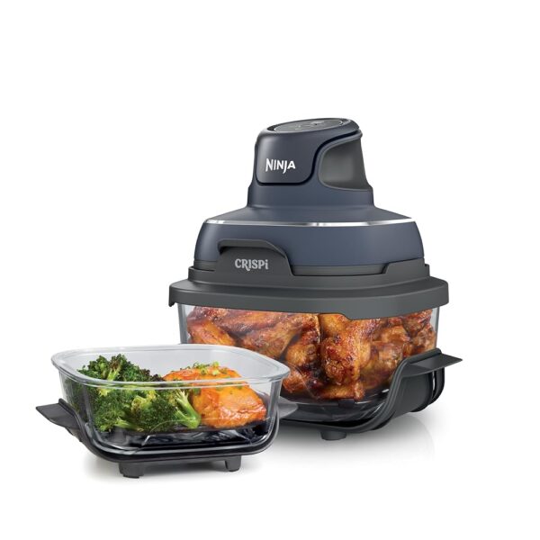 Ninja Crispi 4-in-1 Portable Glass Air Fryer Cooking System, 4QT & 6 Cup Glass Containers with Storage Lids, Easy Meals, Microwave, Freezer & Dishwasher Safe, Air Fry, Bake &...