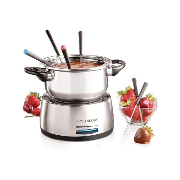 Nostalgia 6-Cup Electric Fondue Pot Set for Cheese & Chocolate - 6 Color-Coded Forks, Temperature Control - Stainless Steel Kitchen Gadgets and Appliances for Hors d'Oeuvres and... Nostalgia 6-Cup Electric Fondue Pot Set for Cheese & Chocolate - 6 Color-Coded Forks, Temperature Control - Stainless Steel Kitchen Gadgets and Appliances for Hors d'Oeuvres and...